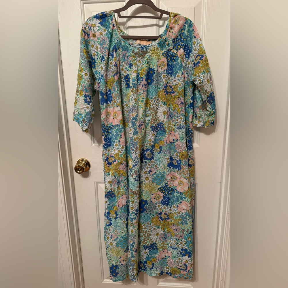 La Cera Botanical Floral  Nightgown or Robe  Size L
